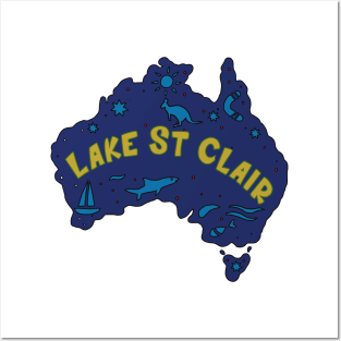 AUSSIE MAP LAKE SAINT CLAIR Posters and Art
